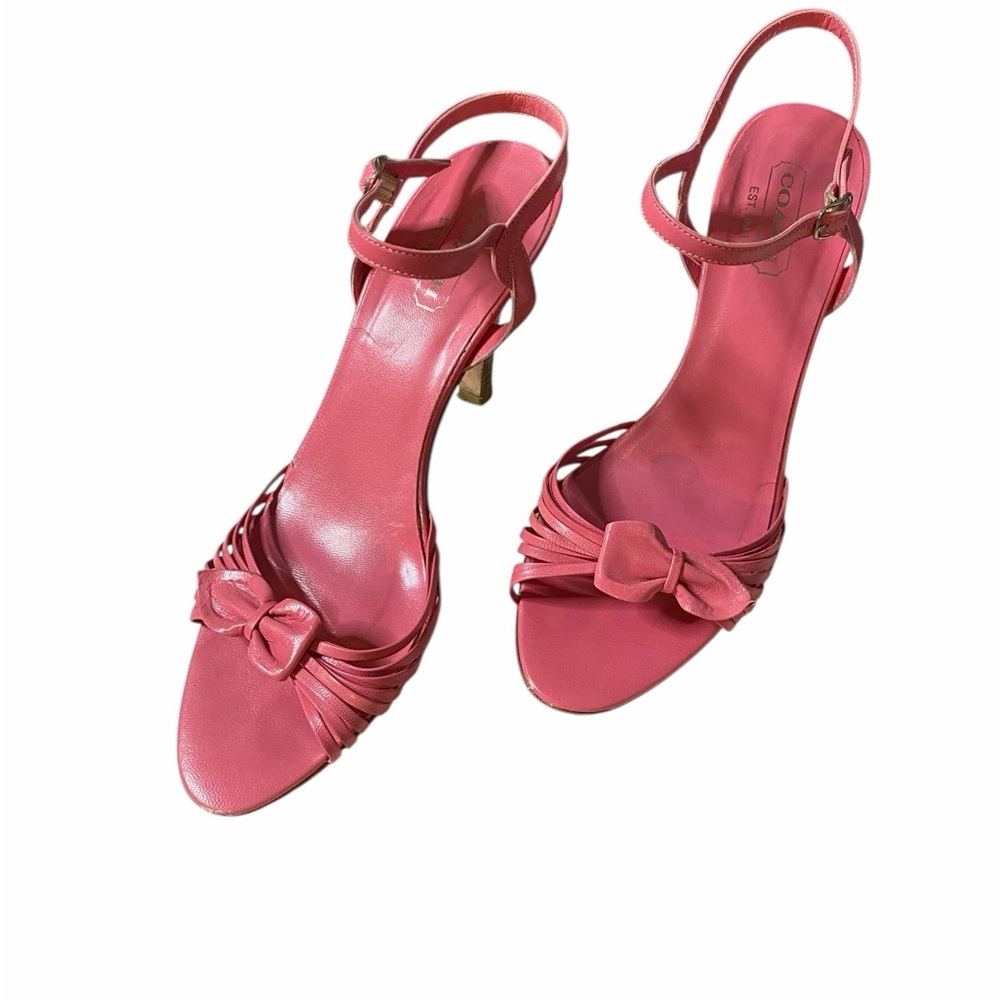 Coach Pink Bow Strappy Heels